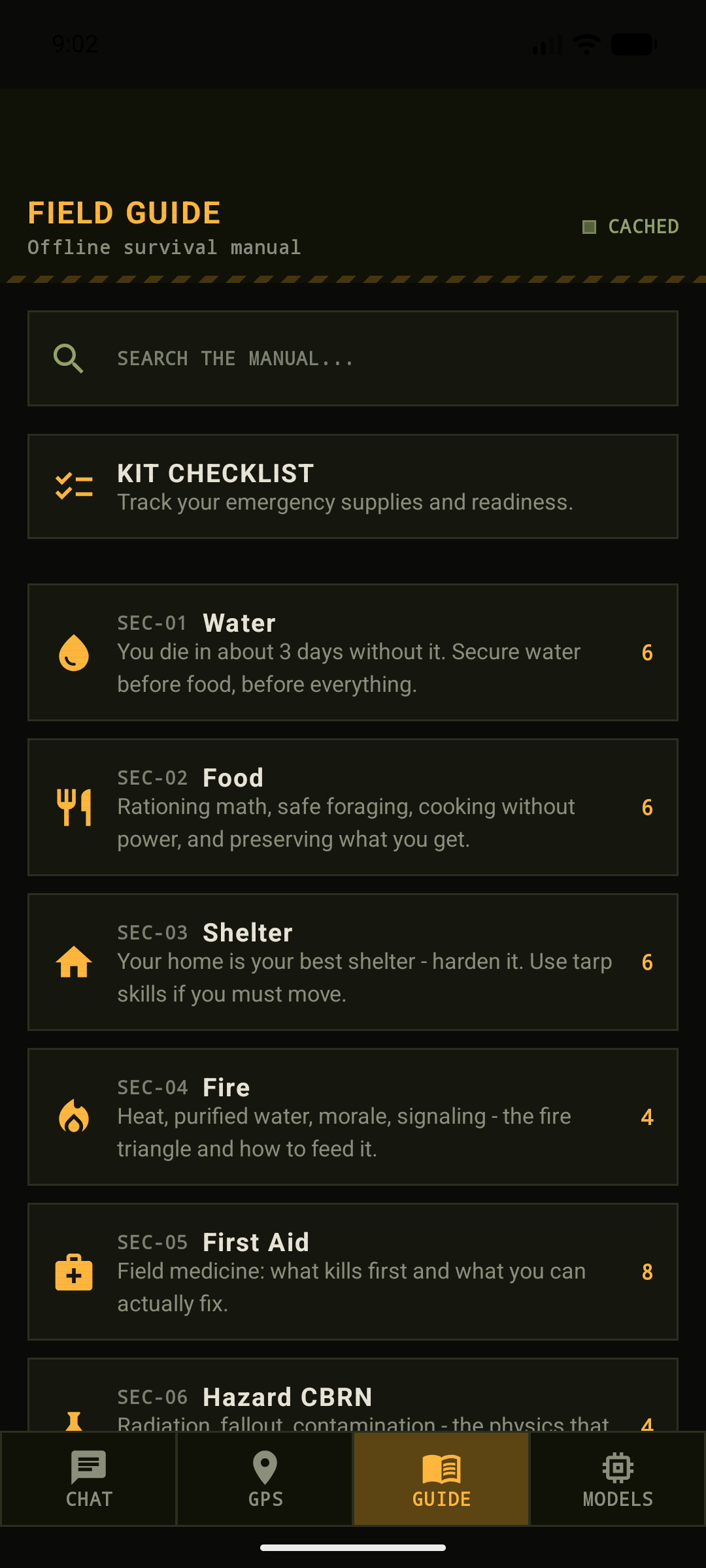 Offline survival field guide